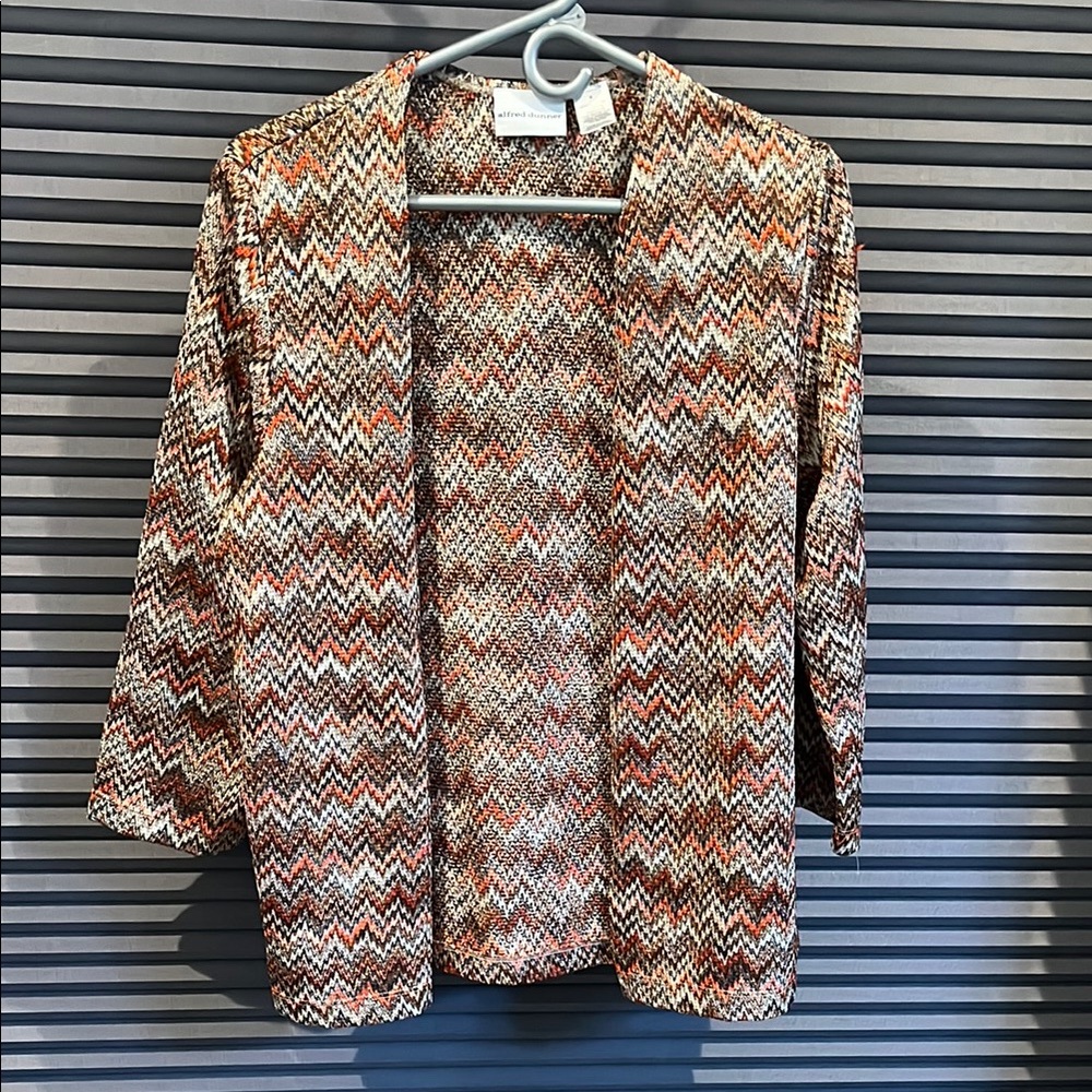 Chevron Pattern Open Front Cardigan